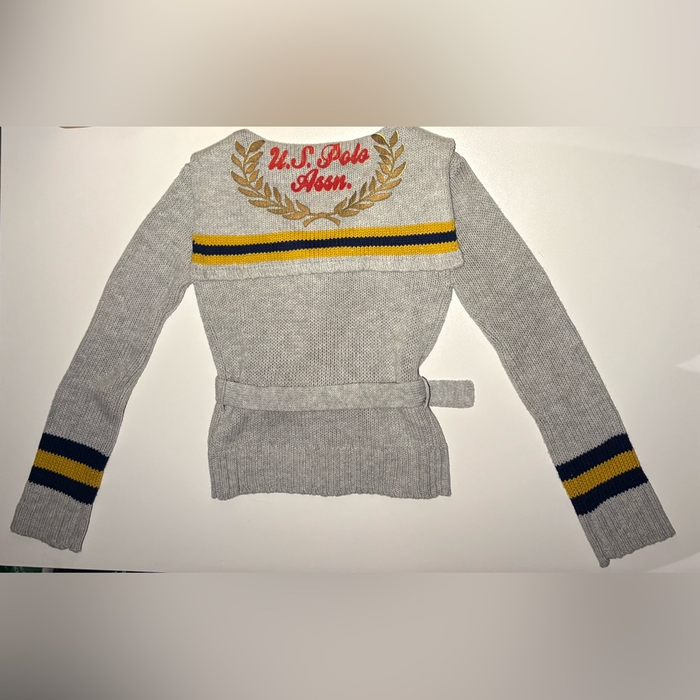 Rare VintageY2K U.S.PoloAssn. ShawlCollar KnitCardigan. Back With Sailor Collar - Picture 3 of 6